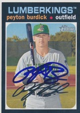 Peyton Burdick Signed 2020 Topps Heritage Minors Baseball Card #89 Lumberkings