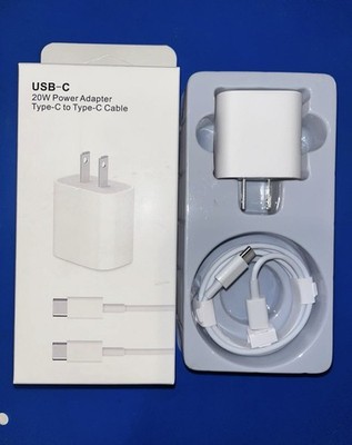 USB-C 20W Fast Charge Power Adapter with Type-C Cable, White, 20V