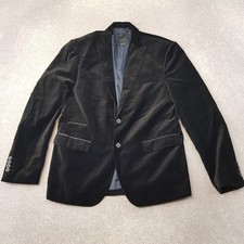 Giacca uomo Zara 46 nero velluto smoking blazer fumo pizzo risvolto cena aderente