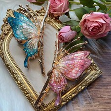Butterfly Hair Clip with Mother-of-Pearl  Handmade Alloy Gift for Her