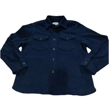 Overland Mount Evans Brushed Cotton Flannel Overshirt Shacket Navy Blue Button S
