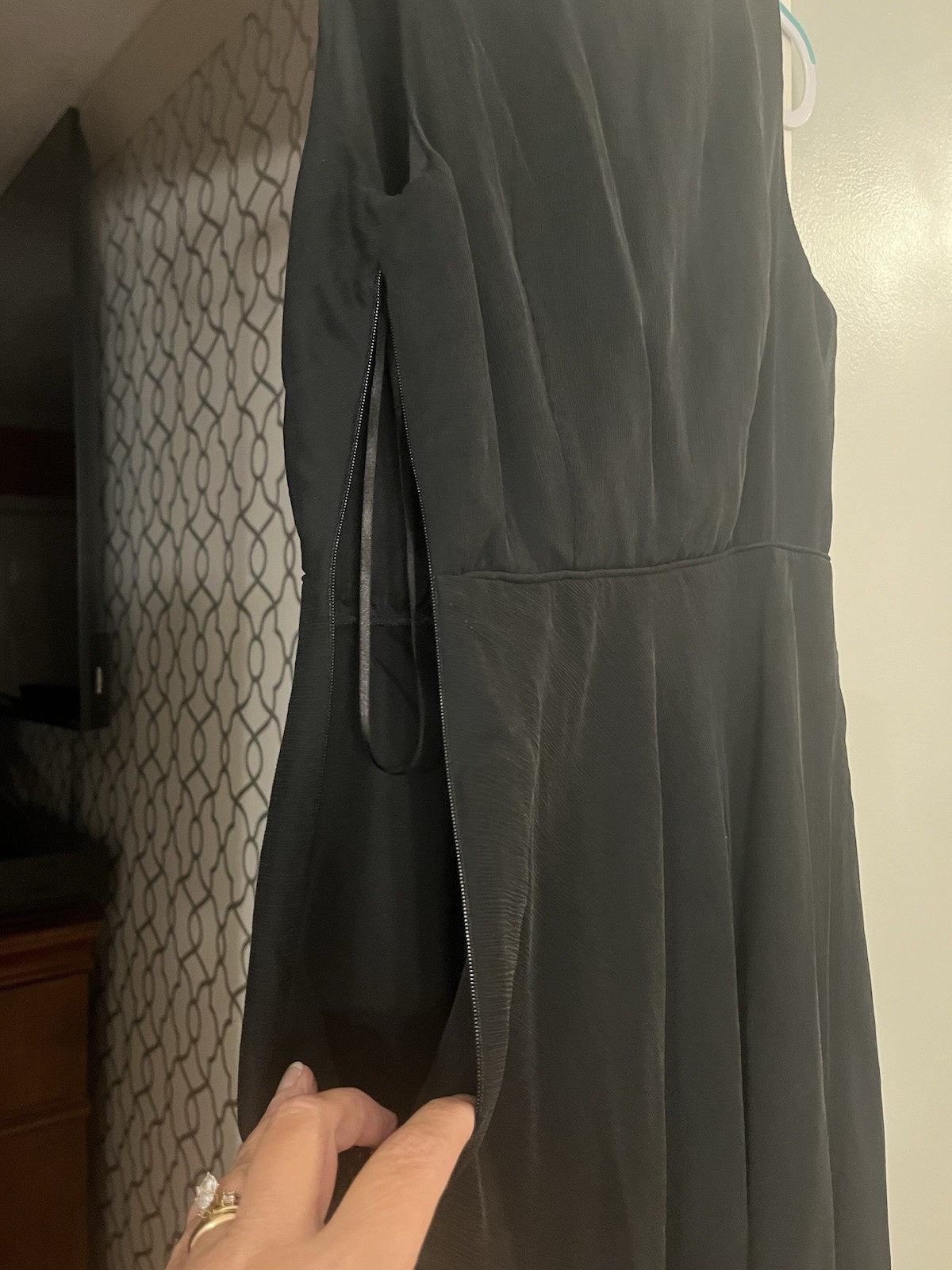 J Crew Dress 100% Silk Black Crepe Chiffon Layere… - image 5