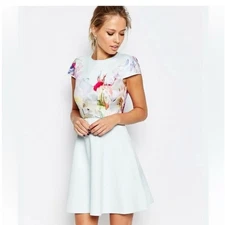 TED BAKER Faythe Torchlit skater dress Size 1 