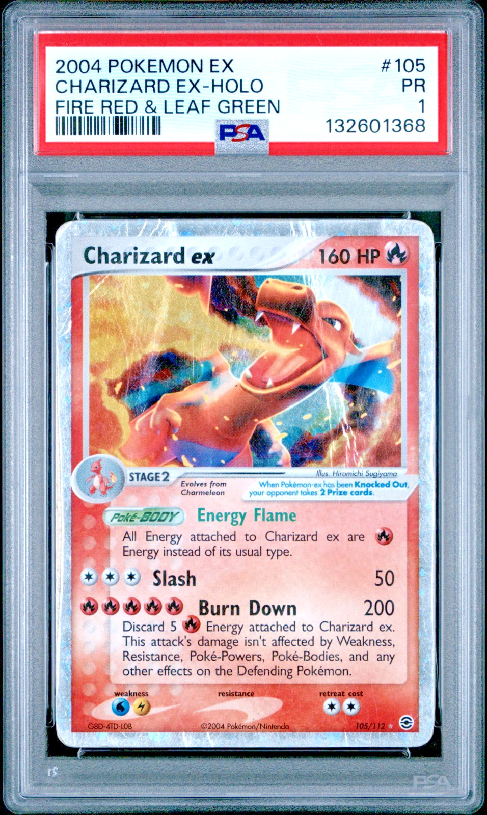 PSA 1 PR 2004 Pokemon EX Fire Red & Leaf Green Charizard EX Holo Foil 105/112