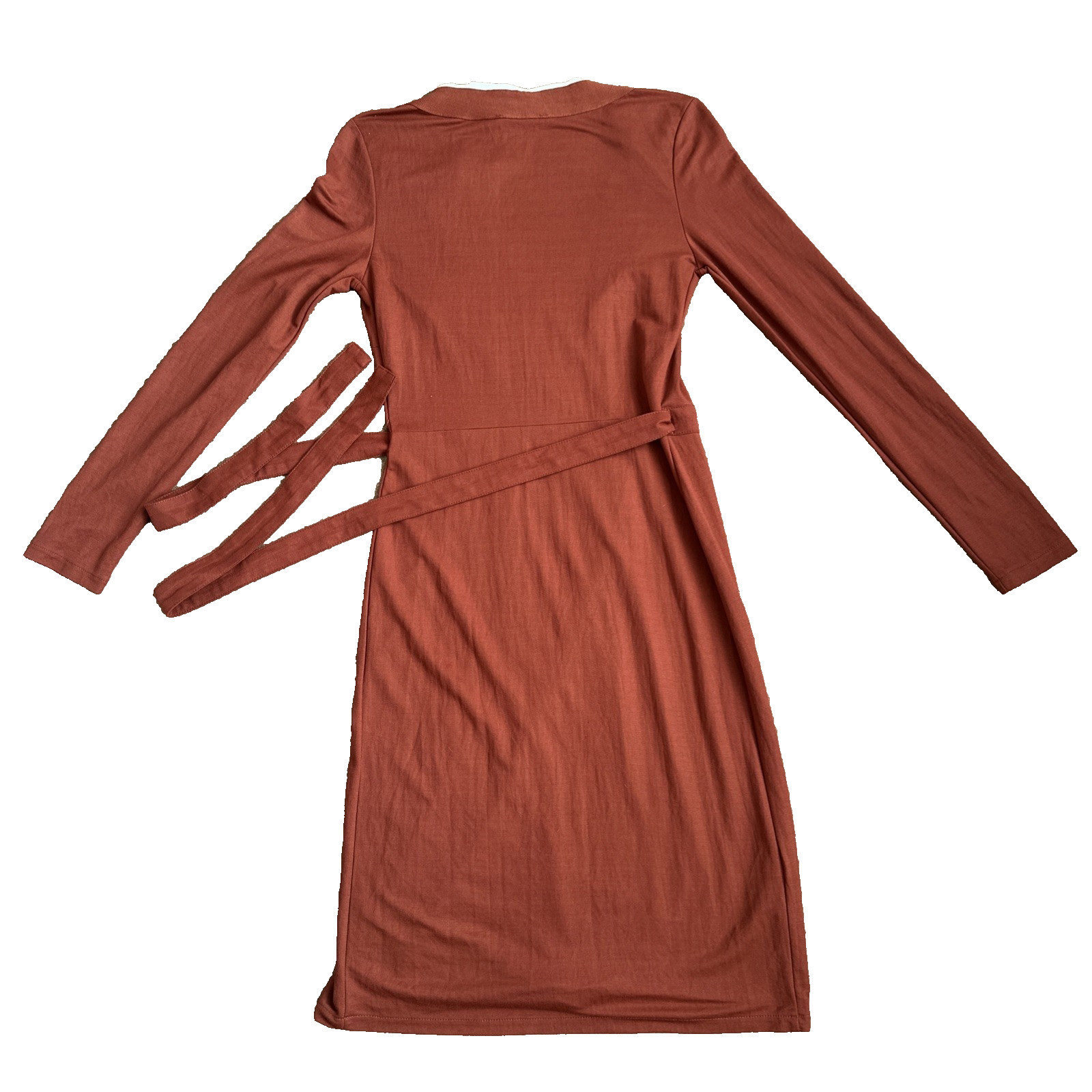Mango Wrap Dress Women's Copper Brown Size UK 8 SMALL Knee High Belted thumbnail 13