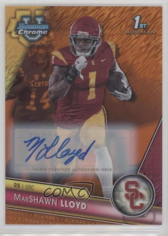 2023 Bowman U Chrome Orange Shimmer Refractor 8/25 Marshawn Lloyd #107 Auto 1c6t