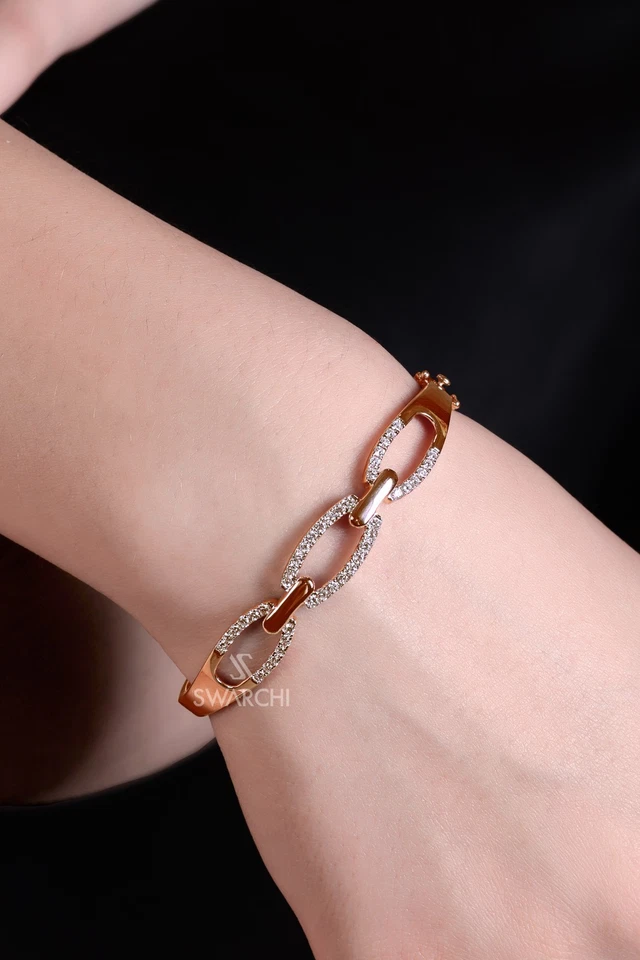 Pulsera Oro Rosa 18K | Diamantes Rosa Claro Natural | Peso Bruto 13,57 g Foto 3 de 4