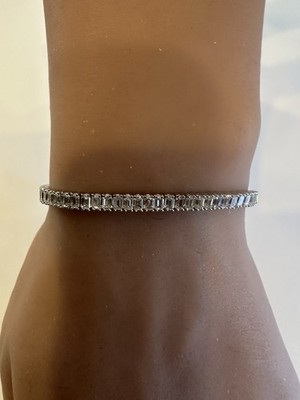 Tennisarmband 7,22 ctw natürlicher Smaragd Diamant Weißgold 7 Zoll lang