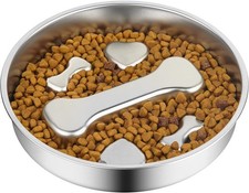 Stainless Steel Slow Feeder Dog Bowl 2 Cup Non Slip Lick Mat Puzzle Feeder for
