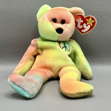 TY Peace The Bear Beanie Baby 1996 Plush Toy Stuffed Animal MWMT Rainbow