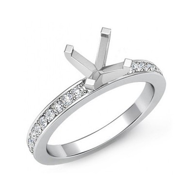Semi Mount Ring Setting Round 10x10mm 925 Sterling Silver with Natural Zircon