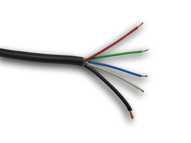 LEDOMEC (3,39€/m) 5-100m RGBW Cable 5 Hilos para LED, Revestimiento Negro