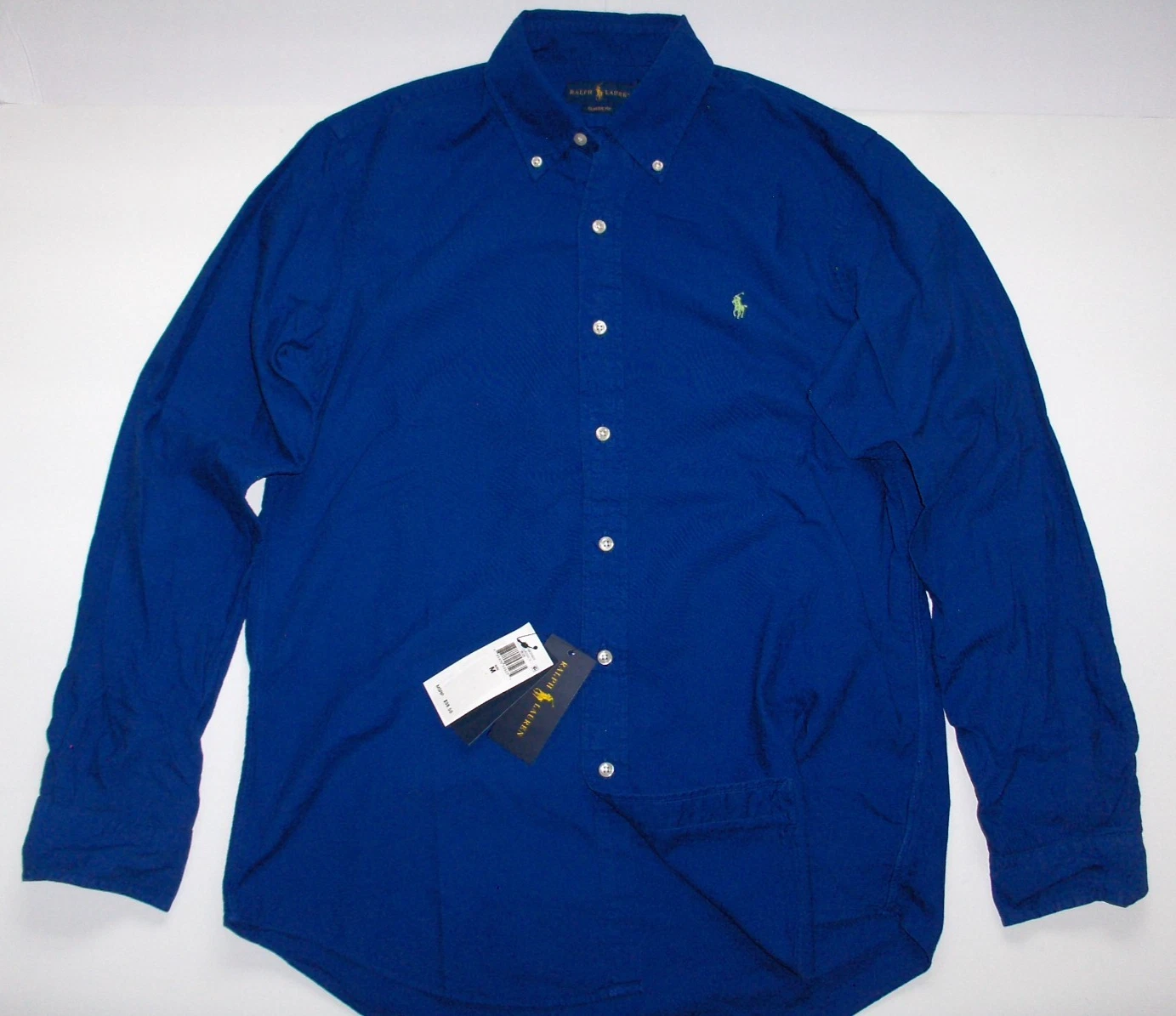 RALPH LAUREN Men's Polo Pony Long Sleeve Classic Button Oxford Shirt, ROYAL BLUE