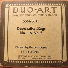 Duo-Art recut "Desecration Rags 1 & 2" rag piano roll plyd by the cmpsr F Arndt
