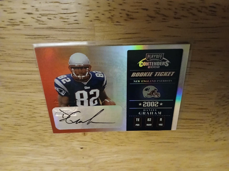 2002 Playoff Contenders DANIEL GRAHAM Rookie Ticket Auto #'d 180/185. Patriots. - Image 3 of 4