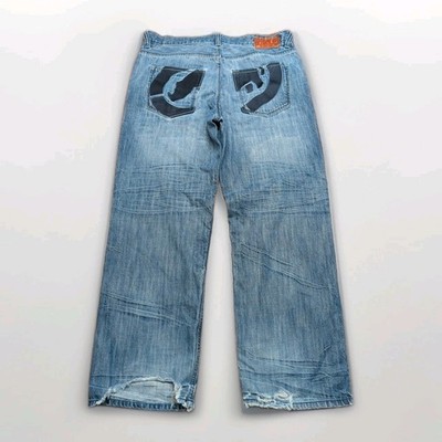 Vintage Ecko Unltd Men's Denim Embroidered Jeans Size 38x31 Grunge Skater