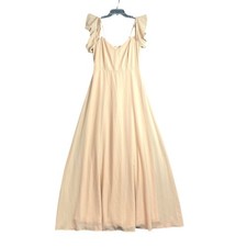 Boohoo Maxi Dress Women 6 Nude Ruffle Sleeveless Corpore Career Classic Back Zip