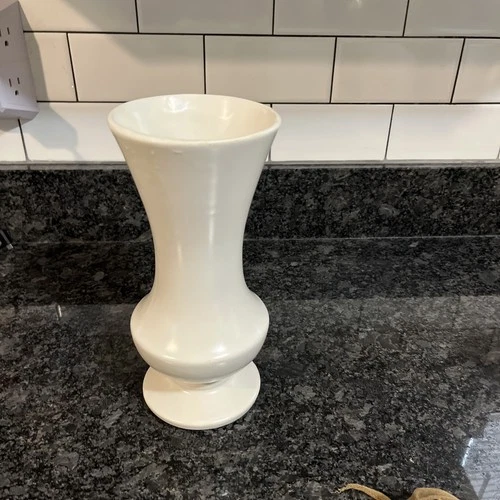 Vintage Mccoy Floraline Pottery White 401 Vase USA  9 1/4” Urn Shape Pedestal