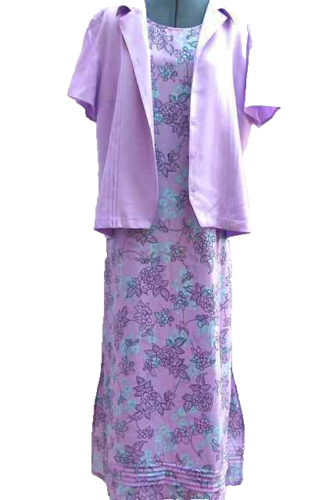 Sag Harbor 3-pc Outfit Lavender Floral Dress Skirt & Jacket Women's Size L - Picture 1 of 12