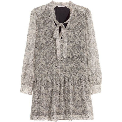 H&M hm - Premium Silk dress Paisley print bow Size L NEW Coquette Wedding Y2K