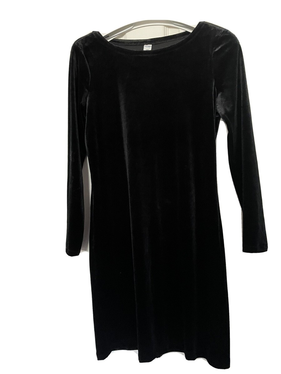 Old Navy Black Velvet Long Sleeved Dress A-Line Size S ,velour