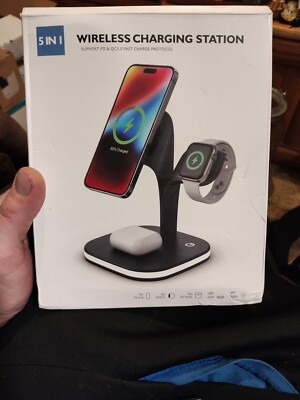 Wireless Charging Station, Magnetic 5 in 1 Fast Mag B-White 