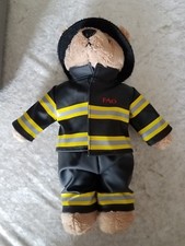 FAO SCHWARZ Teddy Bear Stuffed Plush Animal 11" FireFighter RARE 