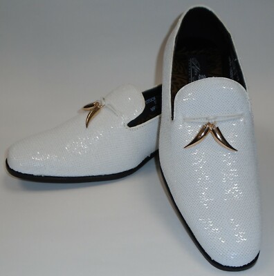 Mens Amazing Shiny Sparkly White Sequin Dress Shoes After Midnight 6759 S |  eBay