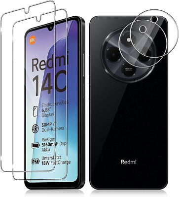 2X Schutzglas ( Display + Kamera ) für Xiaomi Redmi 14C Hartglas Full 9H