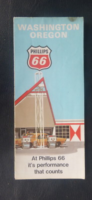 1971 Washington Oregon  road map Phillips 66  oil  gas