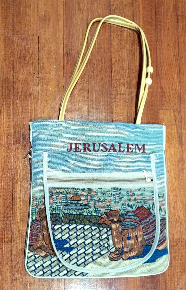 1960’s Vintage Tapestry Tote Purse Bag Handmade Jerus… Gem