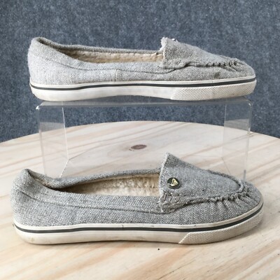 Roxy Shoes Womens Piccolo II Fur Lined Flats Slip On Loafer Grey Fabric  Casual