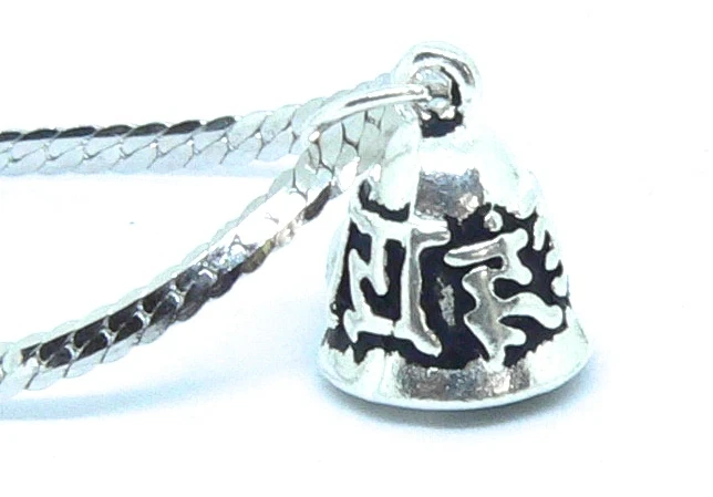 Colgante campana OM tibetano hecho a mano de plata con cadena de plata, Yoga Zen, ¡vendedor de EE. UU.! Foto 2 de 4