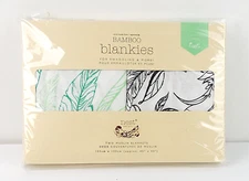 NEW NIP Nest Desgins Bamboo Swaddle Blankies - Leaves print - Pack of 2 40"x40"