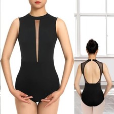 Women's Ballet Dance Leotard Sleeveless Top Front V-neck Mesh Water-drop Ballet