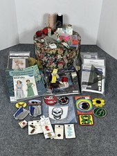 Vintage Sewing Kit And Accessories Lot Needles Eyelets Threads Books Scissors