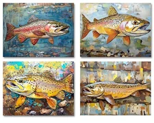 Watercolor Trout Note Cards 12 or 24 Count-Blank Inside-A2 Size 5.5"x4.25"
