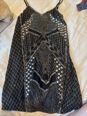 Haute Hippie Small Black With Silver Detail Mini Dress Adjustable