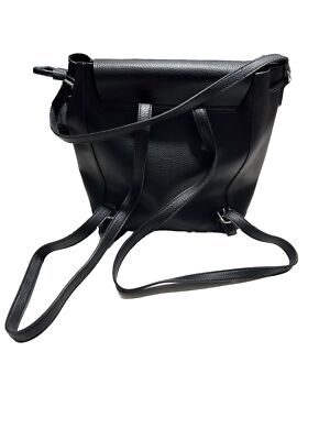 Dual Use Black Leather Backpack - Zara Basic (Excellent Condition / Used once) Zara Basics Vegan Leather Drawstring And Snap Black Backpack  main image 4