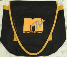 Image of Music Television MTV 1997 Retro Nylon Rucksack_Backpack Black Orange New