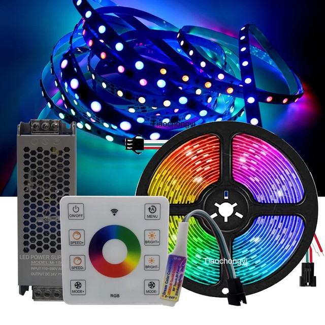 Juego completo de tiras de luces LED 24V WS2811 5050 RGB IP30 IP67