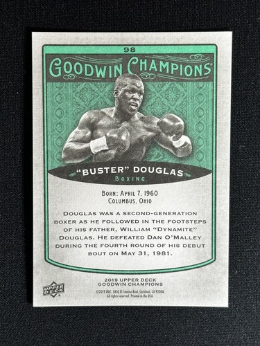 Carta da boxe 2019 mazzo superiore Goodwin Champions Buster Douglas #98 verde SP WBA - Foto 2 di 2