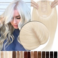 Clip in Hairpiece 100 Real/Remy Human Hair Topper Toupee Top Silk MONO Women 18