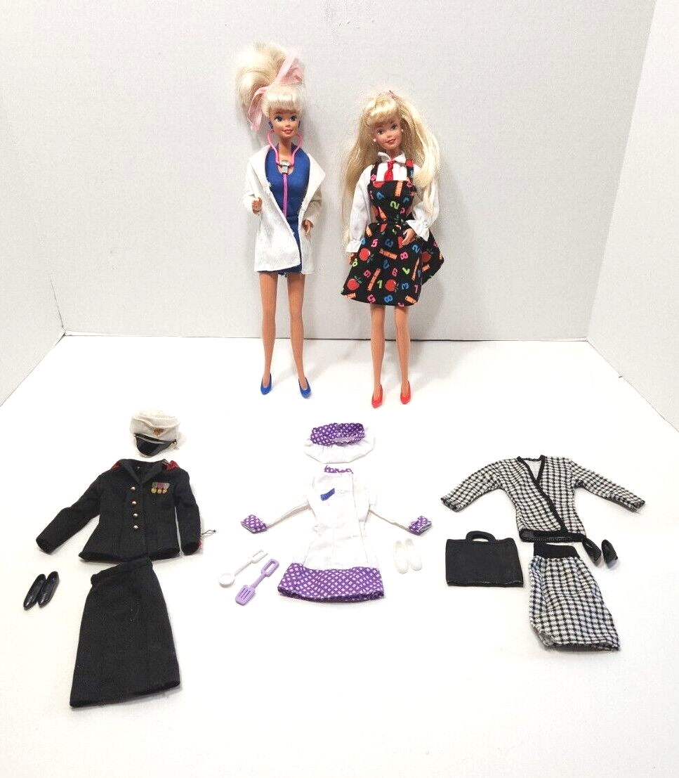 Career Barbie Doll Set: Doctor Teacher Barbies+Marine, Chef