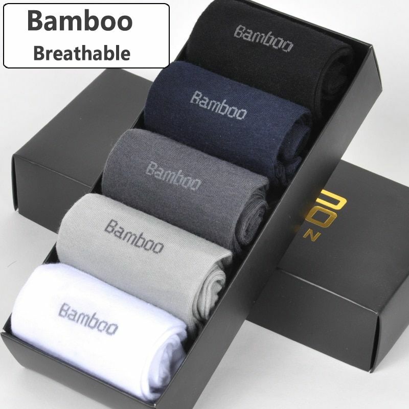 Socks Bamboo Fiber Long 5pairs/lot Soft Casual Breathable Anti-bacterial Sports-image