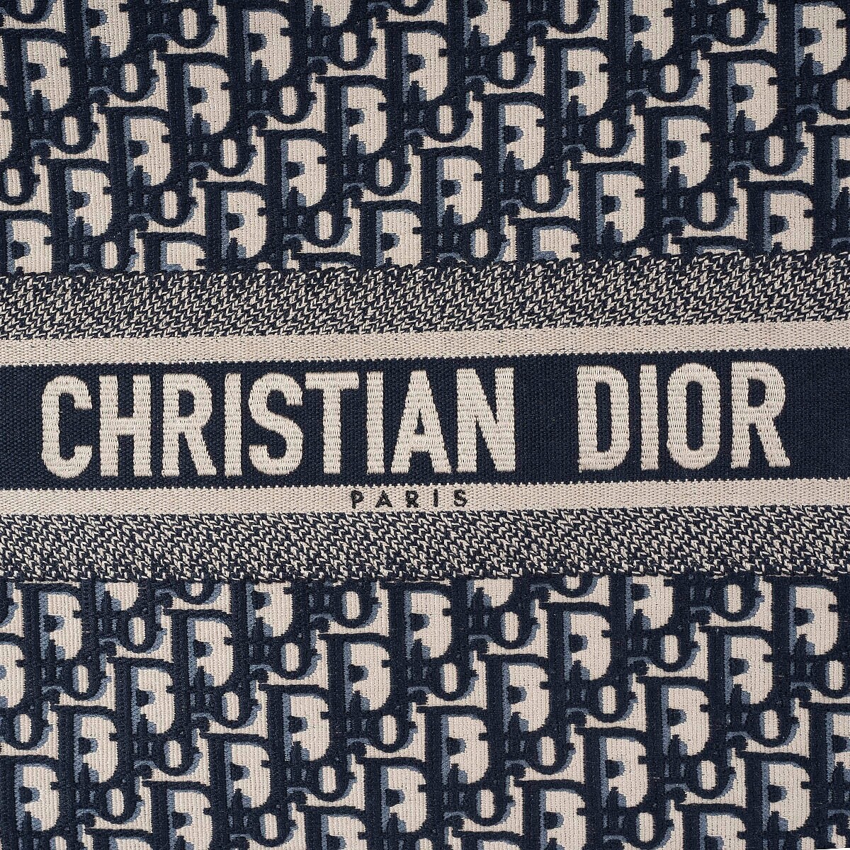 69829 auth CHRISTIAN DIOR blue Oblique canvas LARGE BOOK Tote Bag
