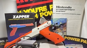 NES Power Set- Complete in Box- Orange Zapper- Console has new 72-Pin Connector