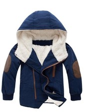 Boys Thick Cotton-Padded Parka Jacket Hooded Fleece Coat Warm Winter Top