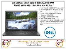 Dell Latitude 3510, Core i5-10210U, 8GB RAM, 256GB NVMe SSD,15.6" FHD Win 11 Pro