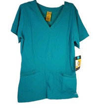 Wonder Wink Teal XS Scrub Top new 4 pocket hem